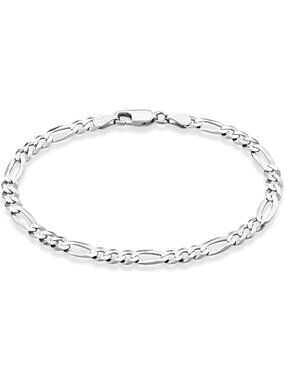 925 Sterling Silver 5mm Figaro Bracelet for Women & Men - Elegant Italian Design